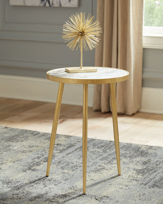 Round Accent Table White And Gold - Canales Furniture