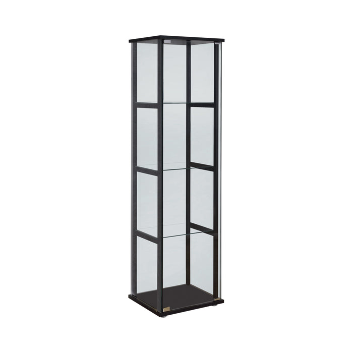 4-Shelf Glass Curio Cabinet Black And Clear - Canales Furniture