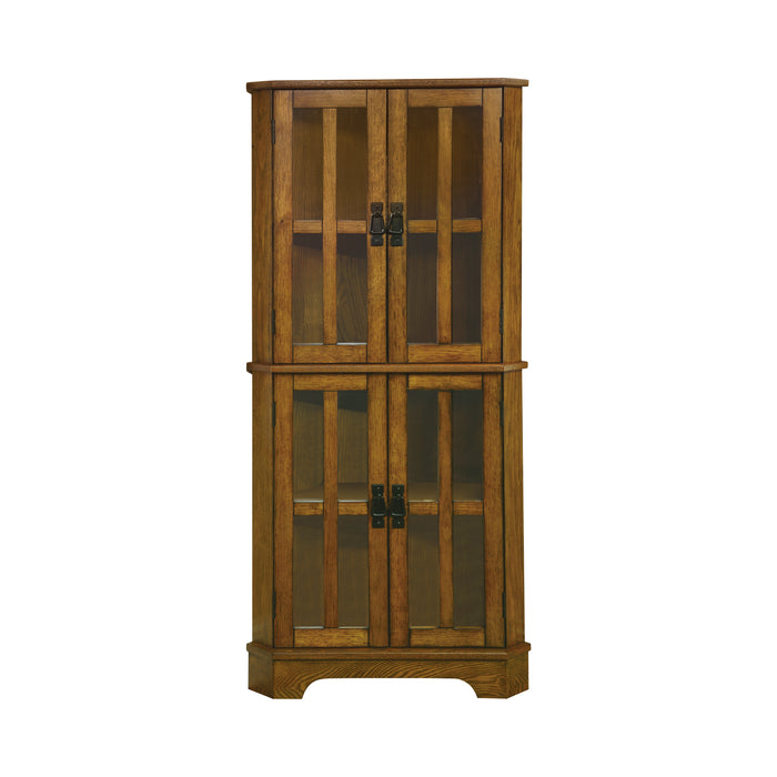 4-Shelf Corner Curio Cabinet Golden Brown - Canales Furniture