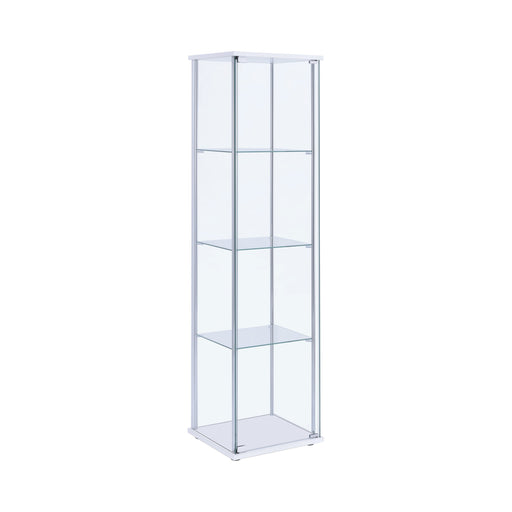 Rectangular 4-Shelf Curio Cabinet White And Clear - Canales Furniture