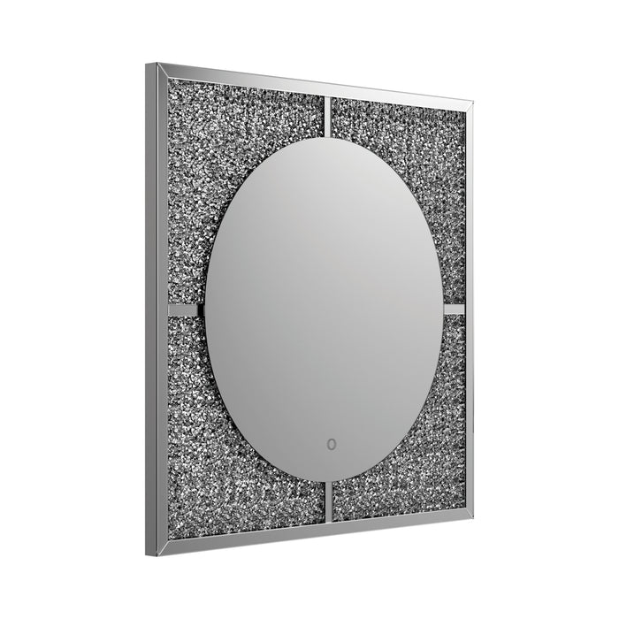 LED Wall Mirror Silver And Black - Canales Furniture