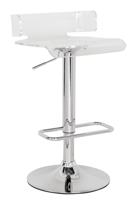 Rania Clear & Chrome Adjustable Stool (1Pc) - Canales Furniture