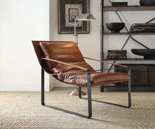 Quoba Cocoa Top Grain Leather Accent Chair - Canales Furniture