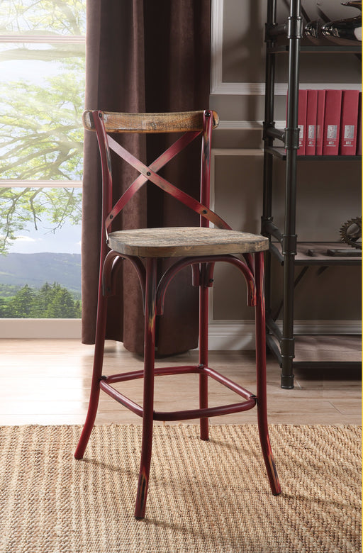 Zaire Antique Red & Antique Oak Bar Chair (1Pc) - Canales Furniture