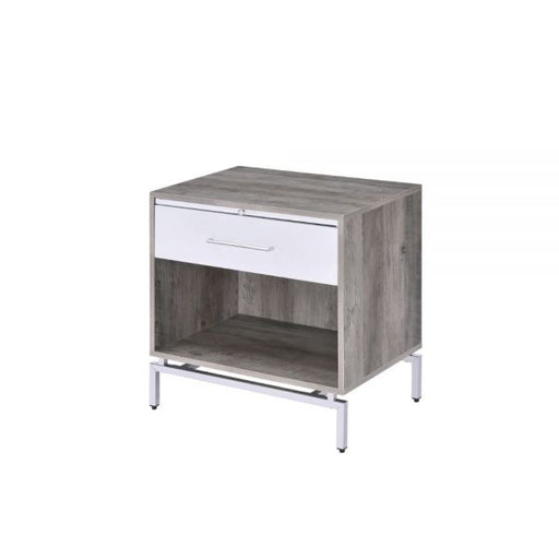 Cistus Weathered Gray Oak & White Accent Table - Canales Furniture