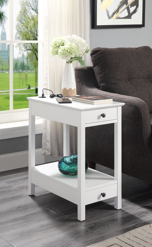 Byzad White Side Table (USB Charging Dock) - Canales Furniture