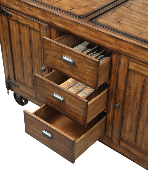Kabili Antique Tobacco Kitchen Cart - Canales Furniture