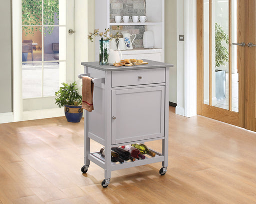 Hoogzen Stainless Steel & Gray Kitchen Cart - Canales Furniture