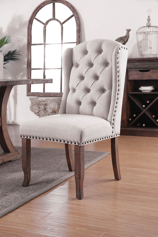 Gianna Rustic Pine/Ivory Wingback Chair (2/CTN) - Canales Furniture