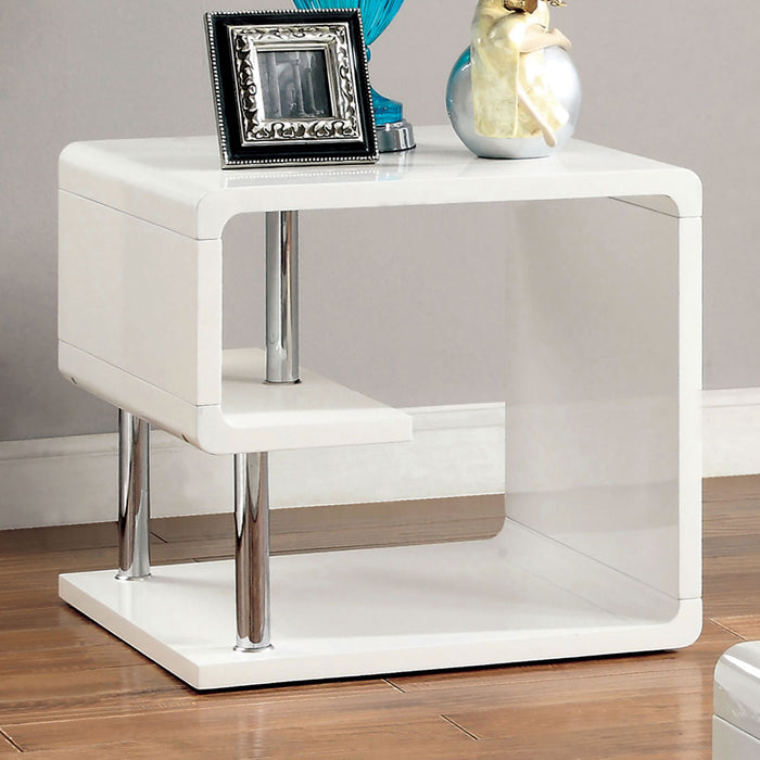 Ninove I White/Chrome End Table - Canales Furniture