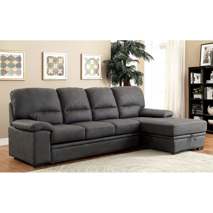 ALCESTER Graphite Sectional w/ Sleeper, Graphite - Canales Furniture