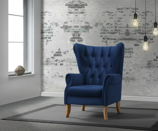Adonis Navy Blue Velvet Accent Chair - Canales Furniture