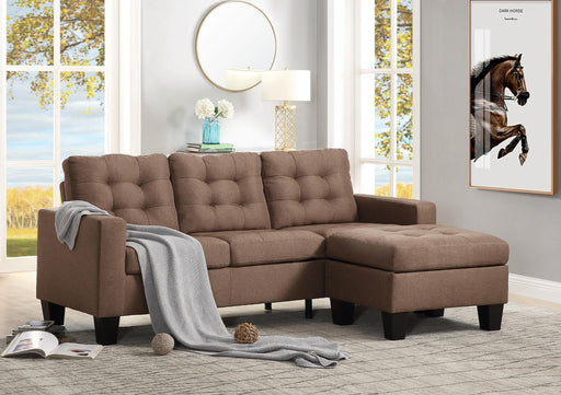 Earsom Brown Linen Sectional Sofa (Rev. Chaise) - Canales Furniture