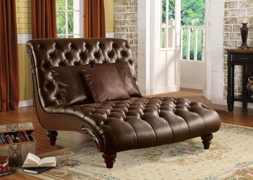 Anondale 2-Tone Brown PU Chaise & 3Pillows - Canales Furniture