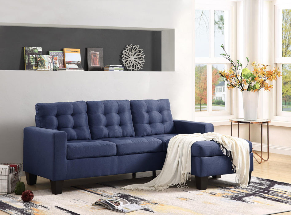 Earsom Blue Linen Sectional Sofa (Rev. Chaise) - Canales Furniture