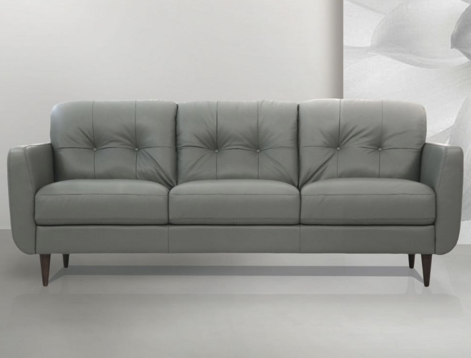 Radwan Pesto Green Leather Sofa - Canales Furniture