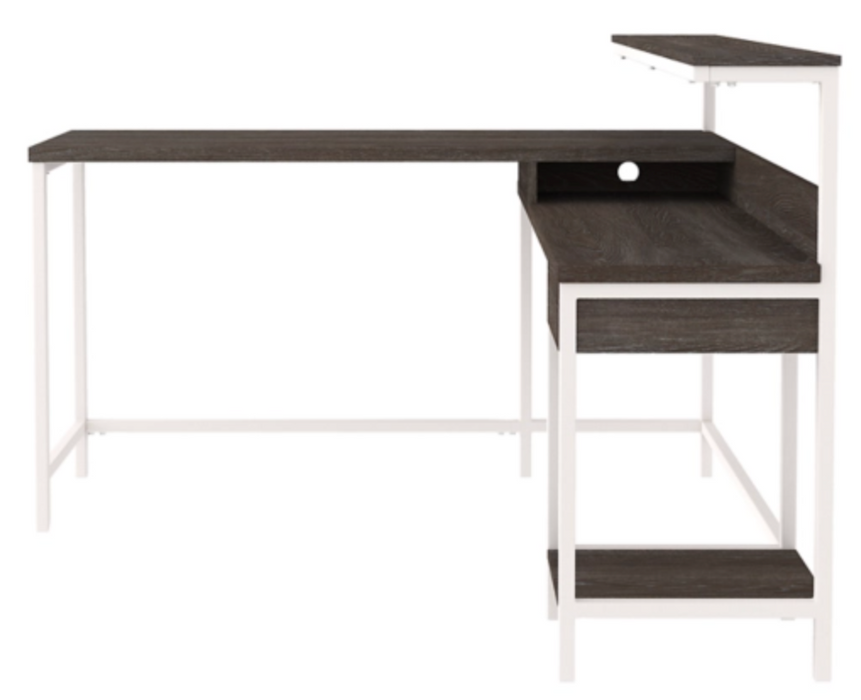 Dorrinson L-Desk with Storage Two-tone - Canales Furniture