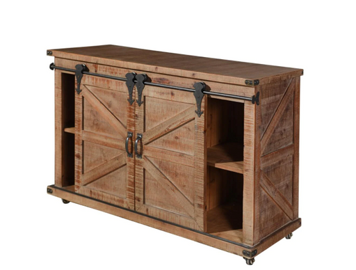 Farmhouse 2-Drawer Natural Brown and Open Center 2-Door Cabinet - Canales Furniture