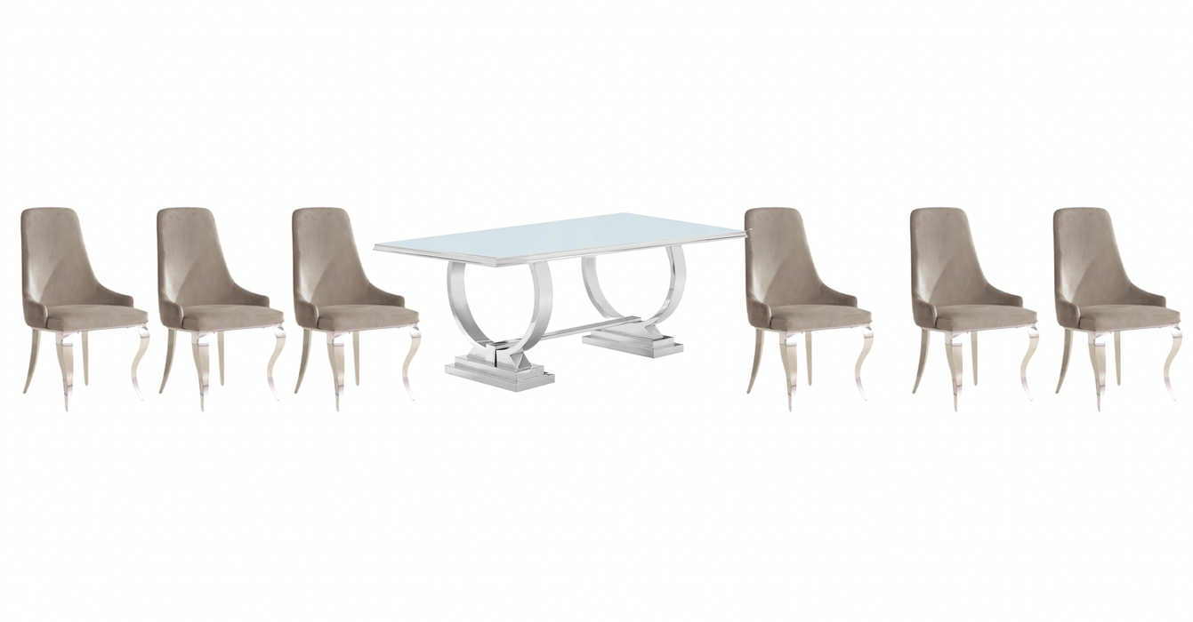 Antoine Rectangle White & Chrome Dining Room Set