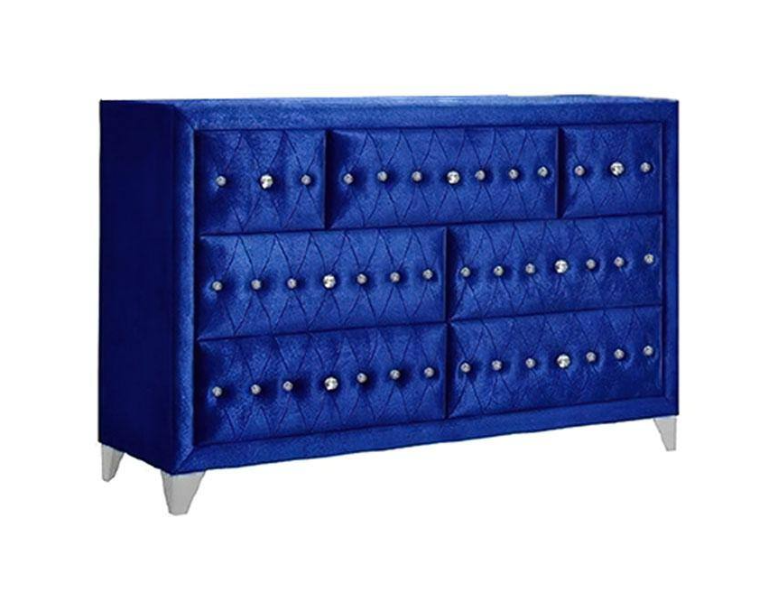Dante 7-Drawer Blue Velvet Dresser
