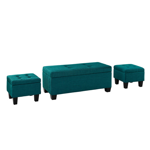 Ethan 3PK Storage Ottoman in Teal - Canales Furniture