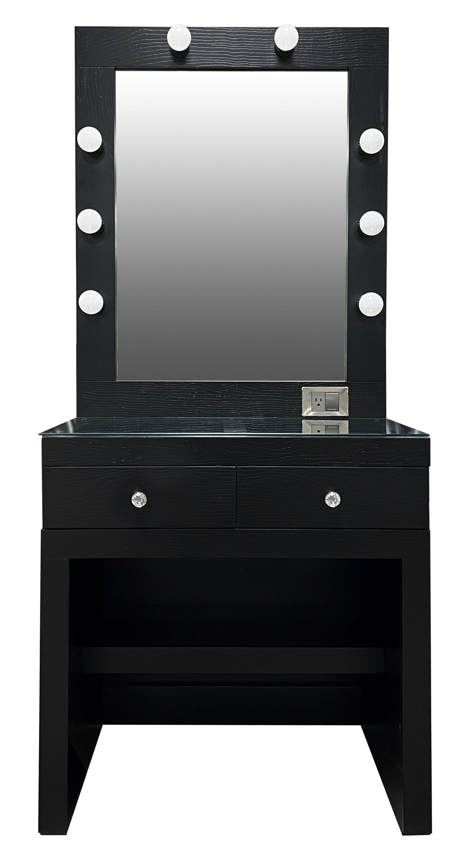 Betsey Black Vanity Set + Free Kitty Ottoman - Canales Furniture