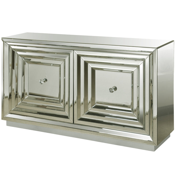 2-Door Stepped Mirror Accent Cabinet - Canales Furniture